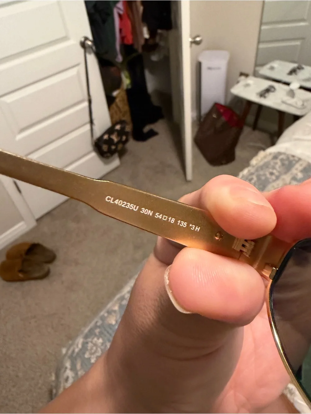 AUTHENTIC Celine Triomphe Metal Oval Sunglasses in Gold and Green
